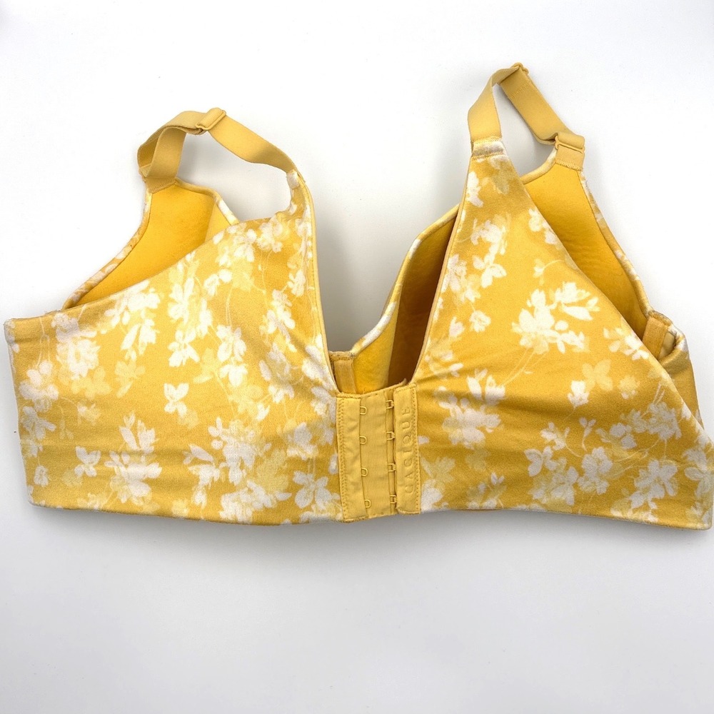 Cacique Yellow Floral Lightly Lined Balconette Bra 42DD Underwire Adjustable - Picture 4 of 10